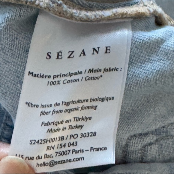 Sezane Sandrine Shirt Size 42 US 10 Snow Blue denim  Button Up Shacket - Picture 12 of 15